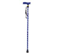 Blue Extendable Walking Stick with Plastic Handle - Engraved Pattern - Foldable