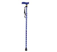 Blue Extendable Walking Stick with Plastic Handle - Engraved Pattern - Foldable - 5 Adjustable Height Settings - Non-Slip Rubber Ferrule - 100kg (15.5 Stone) Weight Limit