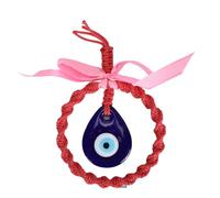 Blue Eye Car Hanging Ornament Stylish Hand Woven Blue Eye Pendant for Car Rearview Mirror Home Decor Lucky Charm Hemp Rope Stainless Steel Resin (Red)