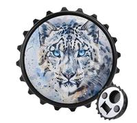 Blue Eye Snow Leopards in The Snow 2 in 1 Magnetic Beer Bottle Opener Fridge Magnets Easy Storage Gift for Men Women Black-Style