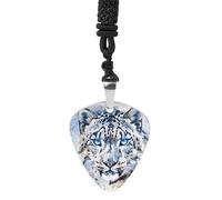 Blue Eye Snow Leopards in The Snow Guitar Pick Pendant Necklace for Acoustic Electric Bass Players Guitar Accessories Guitarist Gifts