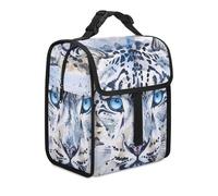 Blue Eye Snow Leopards in The Snow Insulated Lunch Cooler Bag Waterproof Lunch Box for Work Picnic Travel