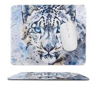 Blue Eye Snow Leopards in The Snow Mouse Pad Waterproof Ultra-Thin Non-Slip Rubber Base Square Mouse Mat Gaming Mousepad 9.8"x11.8"