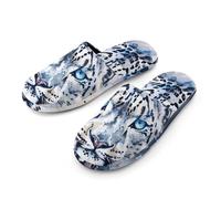 Blue Eye Snow Leopards in The Snow Slippers Women Winter Warm Cotton Hotel Slippers Anti-Slip Bedroom Slip-Ons Shoes 40-41_（9-10）