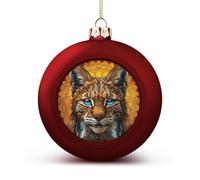 Blue Eyed Bobcat Christmas Balls Ornaments 2PCS Christmas Tree Hanging Ball Personalization Red-Style Xmas Trees Ball Pendant for Holiday Party Decoration Supplies