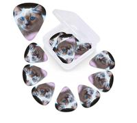 Blue Eyed Cat Guitar Picks 12 Pcs, 3 Different Thickness Celluloid Plectrum for Bass Electric Acoustic Guitars Ukulele Accessories Gift for Men Women (0.46mm, 0.71mm, 0.96mm)