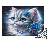 Blue Eyed Cat Jigsaw Puzzles 1000 Pieces Recycled Paper for Adults Adult Jigsaws Educational Game Challenge Fun Home Present Great Gift Idea for Decompression 52x38cm/1000pcs