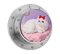 Blue-Eyed Cat Kitchen Timer 60 Minute Visual Wind Up Timers Indoor Mechanical Timers with Magnetic Base Stainless Steel Timer for Home Cooking Time Management Tool