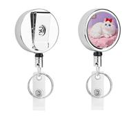 Blue-Eyed Cat Retractable Work Badge Holder Keychain Badge Reel 24.4" Cord & 360° Swivel Alligator Clip Heavy Duty Id Name Tag Holder for Nurses Doctors Teachers Office Workers
