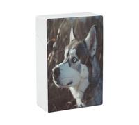 Blue Eyed Husky Dog Cigarette Case Stylish Lightweight Pocket Holder Case for Smoke Waterproof Cigarette Dispenser Cigarettes Accessories for Outdoor Camping Hiking