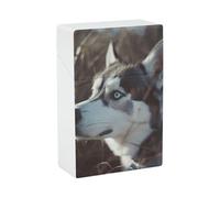 Blue Eyed Husky Dog Cigarette Case - Waterproof & Crush Proof Cigarette Holder Case for 20 King Size Cigarettes, Portable Pocket Size Travel Box for Men & Women