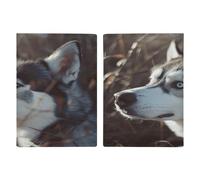 Blue Eyed Husky Dog Passport Holder Ultra Slim PU Leather Travel Document Organizer Compact Premium International US Passport Protector Cover for Women Men