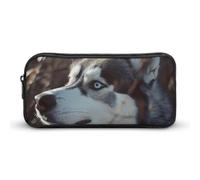 Blue Eyed Husky Dog Pencil Case - Large Aesthetic Makeup Bag Multi-Purpose Pencil Pouch Cute Cosmetic Bag with Zipper Closure for Office, Home, Study & Travel
