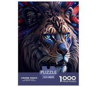 Blue Eyed Lion Head Jigsaw Puzzles for Adults Kids Animal Puzzles 1000 Jigsaws Brain Challenge for Adults Gifts 38x26cm/1000pcs