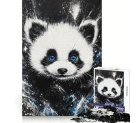 Blue-Eyed Panda Starry Adults 1000 Piece Jigsaw Puzzle Memory Ability Soft Distraction Secure Join Festive Surprise (50X75CM)