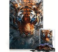 Blue Eyed Siberian Tiger Jigsaw Puzzles for Adults 1000 Piece Thought Training Slow Leisure Uniform Cut Xmas Present (50X75CM)