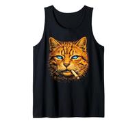 Blue Eyed Smoking Orange Cat Grumpy Ginger Tabby Kitten Tank Top
