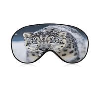 Blue Eyed Snow Leopard(1 Sleep Mask,Adjustable Strap Sleeping Mask, Complete Light Blocking Sleep Shade Cover,Soft Breathable Comfortable Blindfold for Women and Men