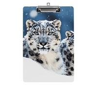 Blue Eyed Snow Leopard Acrylic Clipboard with Low Profile Clip Clipboards with Hanging Hook A4 Letter Size Clip Board Holds 100 Sheets for Workshops and Office Use