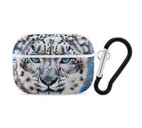 Blue Eyed Snow Leopard AirPods Pro 2 Case Cover, Shockproof Hard Shell Protective Case for Women Men, Compatible with Airpod Pro Case 2nd/1st Generation with Keychain-White