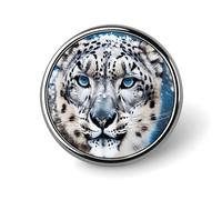 Blue Eyed Snow Leopard Badge Holder Personalized Metal Button Pin Fashion Round Badge with Pattern Pin DIY Button Badges Exquisite Brooch Crafts Gift Clothes Decorative Pins