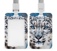 Blue Eyed Snow Leopard Badge Holder with Lanyard Heavy Duty Abs Plastic Card Case Id Card Name Badge Holders for Nurse Teacher Office Women Men