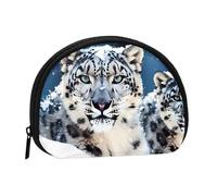 Blue Eyed Snow Leopard Coin Purse Personalized Coin Bag for Women Men Change Purse Small Wallets with Zipper Mini Shell Coin Pouch Outdoor Shopping Change Storage Bag Handbags Gifts