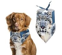 Blue Eyed Snow Leopard Dog Bandana Triangle Dog Scarf Washable Polyester Dog Bibs Cute Pet Bandana for Medium Large Dogs Puppy and Cats