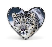 Blue Eyed Snow Leopard Fashion Brooch Pin - Ocean And White Cloud 1 Inch Cute Enamel Heart Badges, Metal Lapel Pins for Men & Women, Decorative Metal Pinback for Hats, Shirts, Bags, Jackets & Accessor