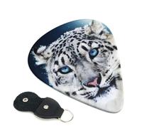 Blue eyed snow leopard Guitar Picks, 6 Pcs Guitar Plectrums double-sided printing, suitable for acoustic, electric and bass guitars, including 0.46 mm 0.71 mm 0.96 mm