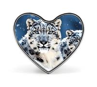 Blue Eyed Snow Leopard Heart Shape Lapel Pin Personalized Pinback Button Badges Retro Punk Button Pin Kawaii Heart Badges for Men Women Clothes Bags Hats & Gift