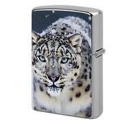 Blue Eyed Snow Leopard Lighter Case Metal Protective Cover with Double-Sided Art Design, Cool Lighters Pouch Shockproof Lighter Cover for Men Women Gifts, Lighters Not Included