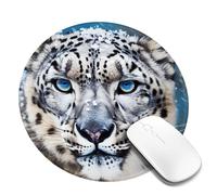 Blue Eyed Snow Leopard Mouse Pad Waterproof Gaming Mousepad with Non-Slip Rubber Base Round Computer Mouse Mat for Office Latop Mousepads Washable Cloth Desk Pad 8 x 8 in