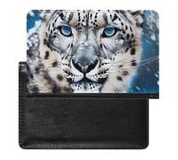 Blue Eyed Snow Leopard Passport Holder Cover Passport Cover Protector Essentials with Credit Card Slots Slim Travel Wallet Covers Documents Organizer Protector for Man&Women
