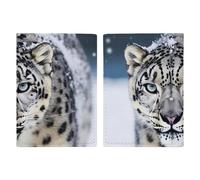 Blue Eyed Snow Leopard Passport Holder, ID Card Protector Case Passport Holder with Slot Passports Travel Wallet Document Cover for Women And Men