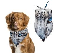 Blue Eyed Snow Leopard Pet Scarf Adjustable Pet Accessories Triangular Scarf Washable Floral Print Puppy Bib Bandana Stylish Comfortable Cat Scarves for Holiday Scarfs