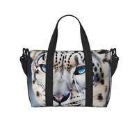 Blue Eyed Snow Leopard Print Travel Duffel Bag, Lightweight Water-Resistant Weekender Spacious Gym & Travel Bag for Men, Women & Teens