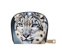 Blue Eyed Snow Leopard Printed Card Holder Wallet, Women's PU Leather Card Case Wallet & Pocket Wallet