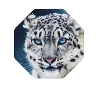 Blue eyed snow leopard Printed Coasters Set of 4, Tabletop Protection Leather Coasters for Cup Drinks Coffee Pads Beer Bar Mat Gifts, Octagon