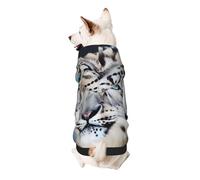 Blue eyed snow leopard Printed Dog Hoodie Soft Dog Sweatshirt Cute Cat Dog Clothes for Small Dogs Kitten Puppy, S