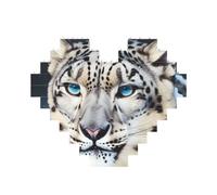 Blue eyed snow leopard Printed Jigsaw Puzzle 10.8x12.8 CM, Heart-Shaped Puzzle Challenging Game for Adults, Fun Decorative Wall Decor