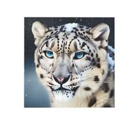 Blue eyed snow leopard Printed Square Jigsaw Puzzle 12.8x12.8 CM, Puzzle Challenging Game for Adults Gifts, Family Fun Decorative Wall Decor