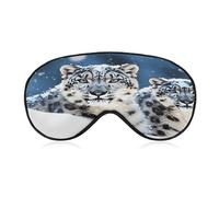 Blue Eyed Snow Leopard Sleep Mask for Side Sleeper Light Blocking Night Blindfold Eye Shade Cover with Adjustable Strap Soft Breathable Zero Pressure Eye Masks for Travel Nap