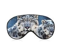 Blue Eyed Snow Leopard Sleep Mask for Women Men, Breathable Soft Sleeping Mask Adjustable Eye Cover Light Blocking Eye Masks for Travel, Home, Office, Nap, Flights