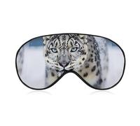 Blue Eyed Snow Leopard Sleep Mask for Women Men Side Sleeper Eye Cover with Adjustable Strap Soft Breathable Blackout Mask Slip-Free Deep Sleeping Travel Essentials