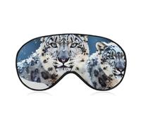 Blue Eyed Snow Leopard Sleep Mask Soft Comfortable Eye Mask with Adjustable Strap Eye Cover Eye Shade for Men Women Work Travel