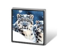 Blue Eyed Snow Leopard Square Lapel Pin for Men Women Personalized Lapel Badge Metal Brooch Printed Aluminum Alloy Memorial Pins for Backpack Clothing Decoration Business