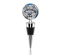 Blue Eyed Snow Leopard Wine Stoppers Stainless Steel Wine Bottle Corks Vacuum Reusable Wine Bottle Stoppers Leak Proof Keep Fresh for Standard, Wine Corks Gift for Wine Lovers