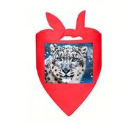 Blue Eyed Snow Leopard2 Dog Bandana, Classic Plaid Dog Bandanas for Small Medium Large Dogs, Adjustable Washable Cotton Pet Scarf, Reversible Triangle Bibs for Puppy Dogs Cats Birthday Party Daily Wea