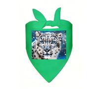 Blue Eyed Snow Leopard2 Dog Bandana, Classic Plaid Dog Bandanas for Small Medium Large Dogs, Adjustable Washable Cotton Pet Scarf, Reversible Triangle Bibs for Puppy Dogs Cats Birthday Party Daily Wea